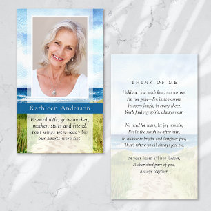 Watercolor Ocean Funeral Memorial Card