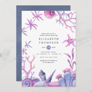 Watercolor Ocean Life Nautical Bridal Shower Invitation