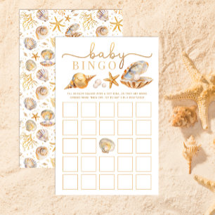 Watercolor Ocean Little Pearl Baby Shower Bingo