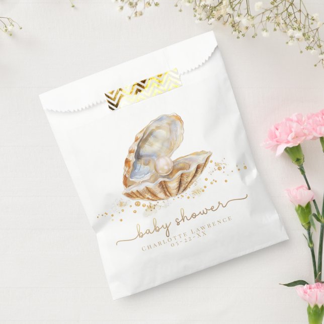 Watercolor Ocean Little Pearl Baby Shower  Favour Bag (Sealed)