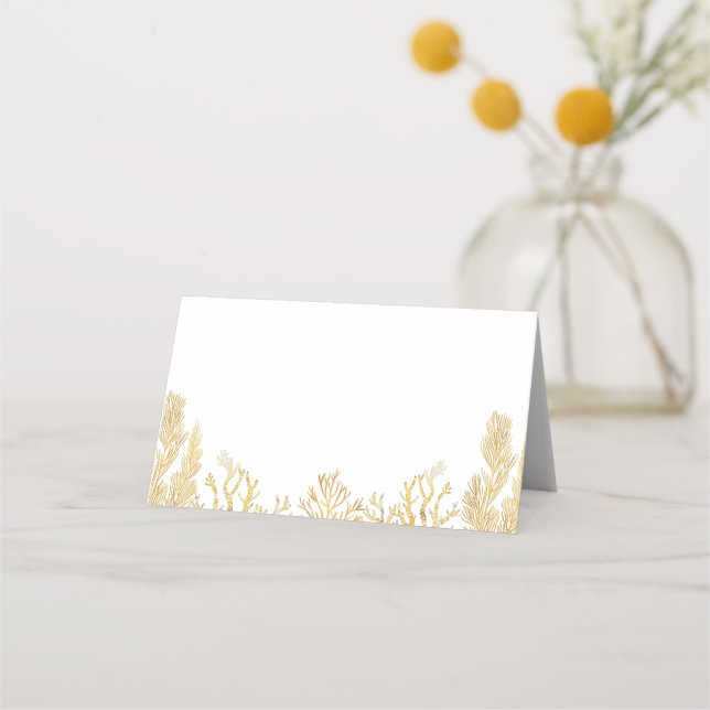 Watercolor Ocean Little Pearl Baby Shower Place Card (Front)