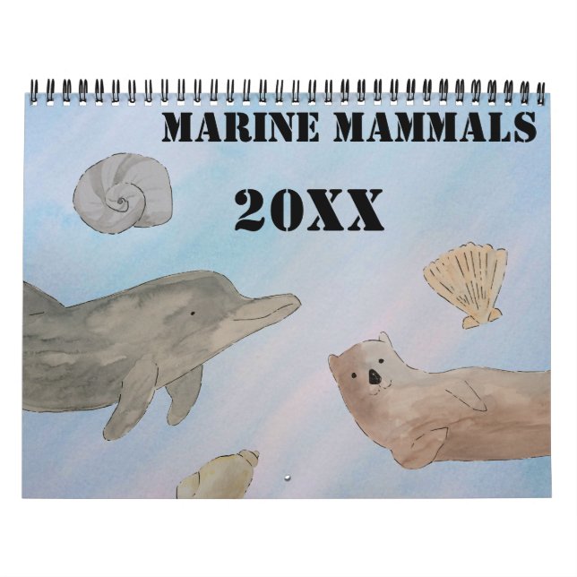 Watercolor Ocean Marine Mammals Calendar (Cover)
