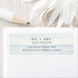 Watercolor Ocean Mr. and Mrs. Return Address Label