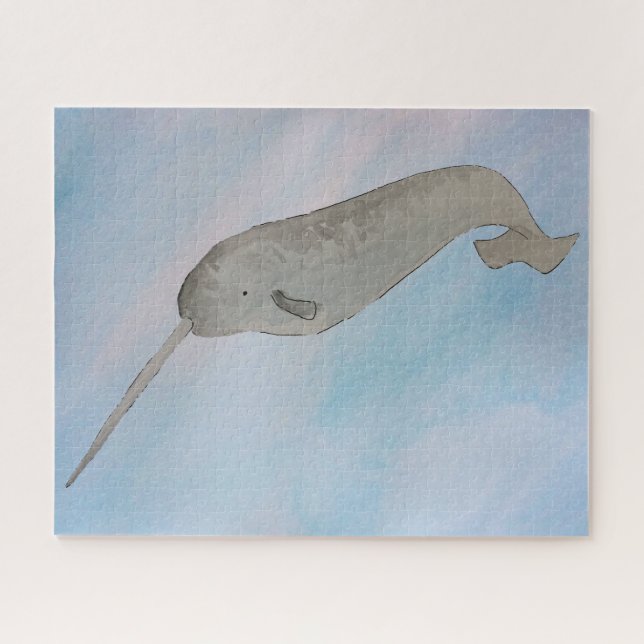 Watercolor Ocean Narwhal Jigsaw Puzzle (Horizontal)