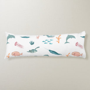 Watercolor Ocean Sea Animals Pattern Body Cushion