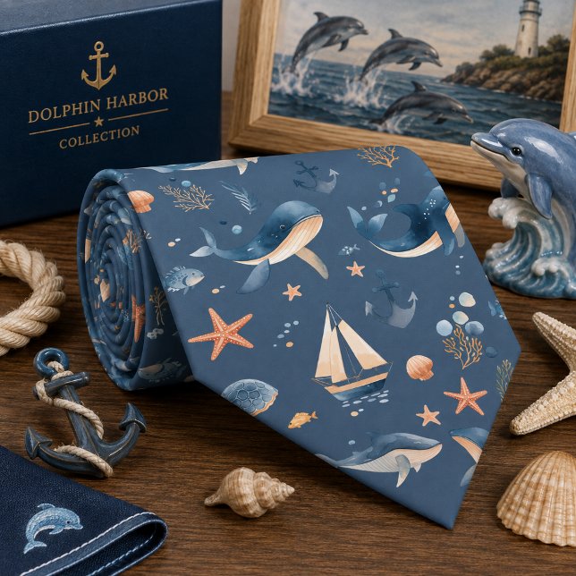 Watercolor Ocean Sea Animals Pattern  Tie (Creator Uploaded)