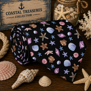 Watercolor Ocean Sea Animals Pattern Tie