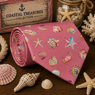 Watercolor Ocean Sea Animals Pattern Tie