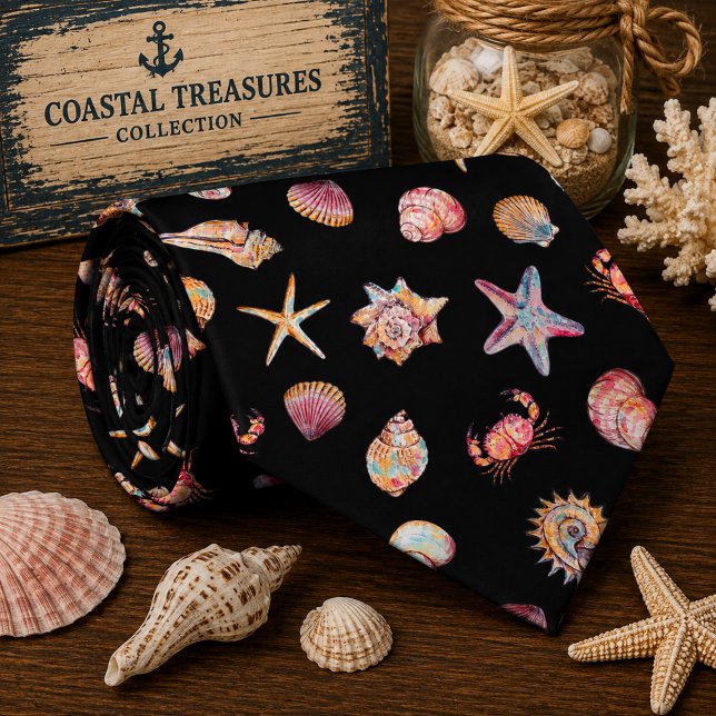 Watercolor Ocean Sea Animals Pattern  Tie (Creator Uploaded)