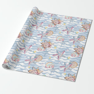 Watercolor Ocean Sea Animals Pattern Wrapping Paper