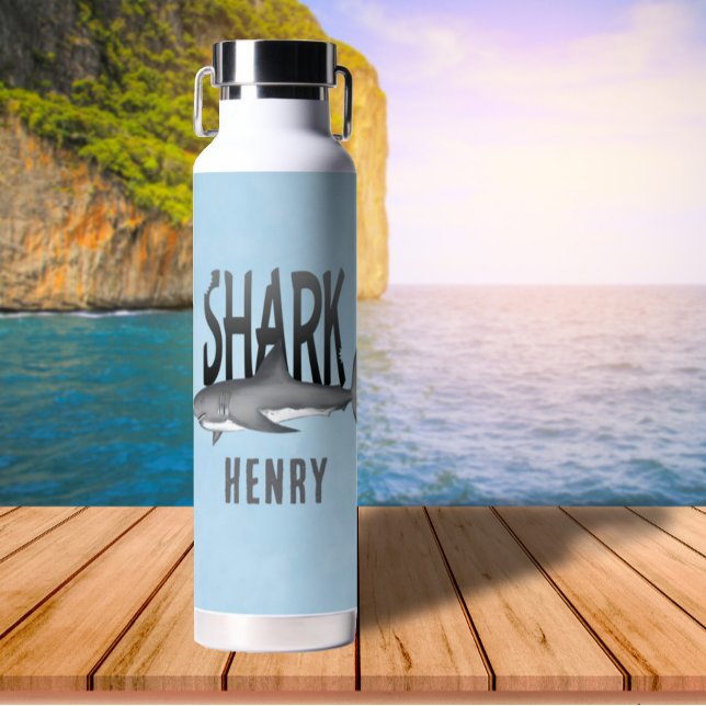 Watercolor Ocean Shark Personalized Water Bottle (Creator Uploaded)