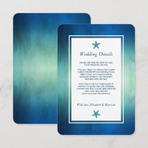 Watercolor Ocean Starfish Beach Wedding Detail Enclosure Card