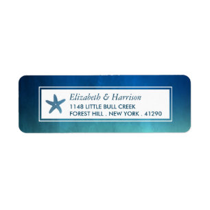 Watercolor Ocean Starfish Beach Wedding Return Address Label