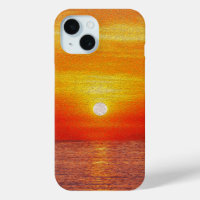 Watercolor Ocean Sunset Summer Beach Waves