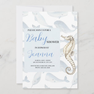 watercolor ocean theme baby shower invite