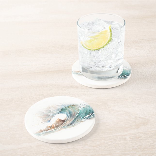 Watercolor Ocean Wave Coaster (Side)