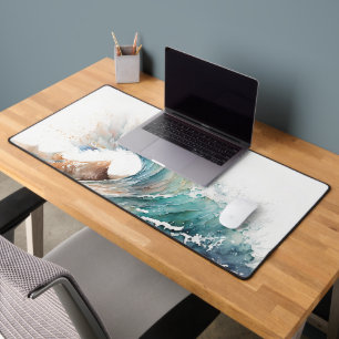 Watercolor Ocean Wave Desk Mat