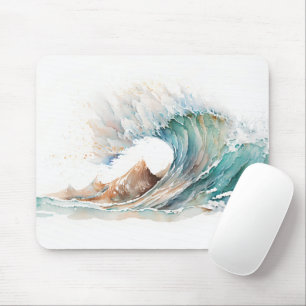 Watercolor Ocean Wave Mouse Pad