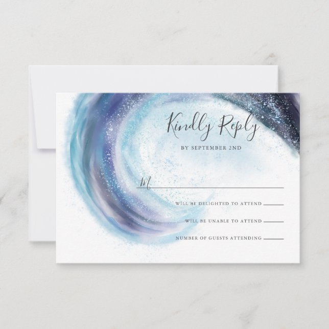 Watercolor Ocean Wave RSVP Card (Front)