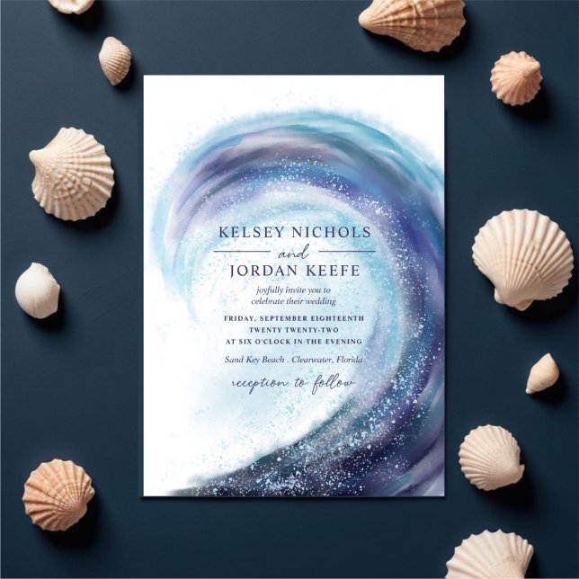 Watercolor Ocean Wave | Wedding Invitation (Creator Uploaded)