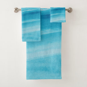 Watercolor Ocean Waves #1 Bath Towel Set