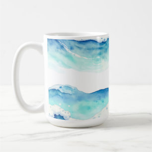 Watercolor Ocean Waves Border Coffee Mug