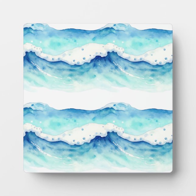 Watercolor Ocean Waves Border Plaque (Front)