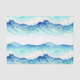 Watercolor Ocean Waves Border Tissue Paper