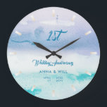 Watercolor Ocean Waves Modern Wedding Anniversary Large Clock<br><div class="desc">A modern, elegant, personalised wedding anniversary keepsake clock featuring a watercolor painting of a misty ocean landscape with a small ship mast peeking through, modern typography and the words "Wedding Anniversary" in elegant calligraphy. A nice custom wedding gift or wedding anniversary for a young - and young at heart -...</div>
