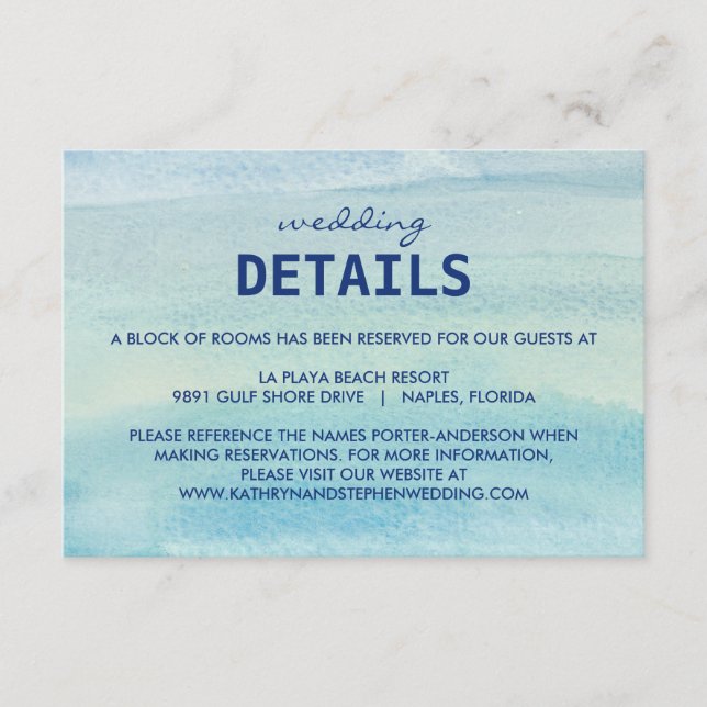 Watercolor Ocean Wedding Enclosure Card (Front)