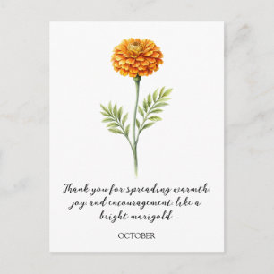 WATERCOLOR OCTOBER MARIGOLD BIRTH FLOWER POSTCARD