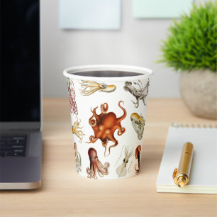 Watercolor Octopus Cephalopod Ocean Animals Paper Cups