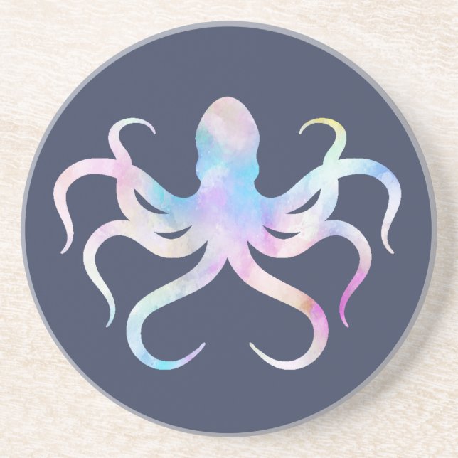 Watercolor octopus coaster (Front)