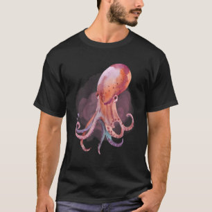 Watercolor Octopus Deep Ocean Creatures and Rift L T-Shirt
