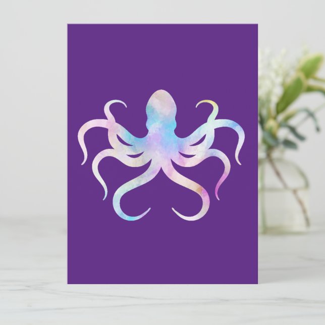 Watercolor Octopus  Invitation (Standing Front)