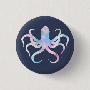 Watercolor octopus notebook T-Shirt Keychain 3 Cm Round Badge