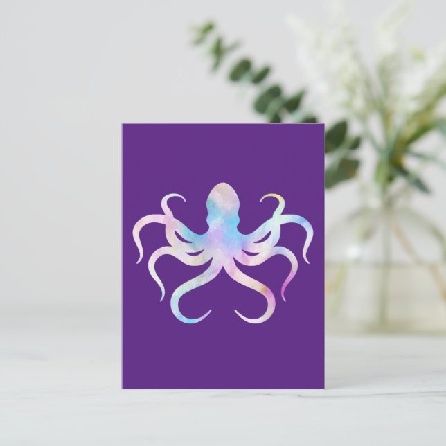 Watercolor Octopus  Postcard (Standing Front)