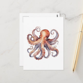 Watercolor Octopus Postcard