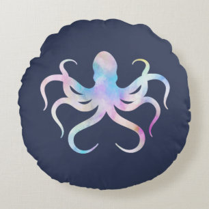 Watercolor octopus round cushion