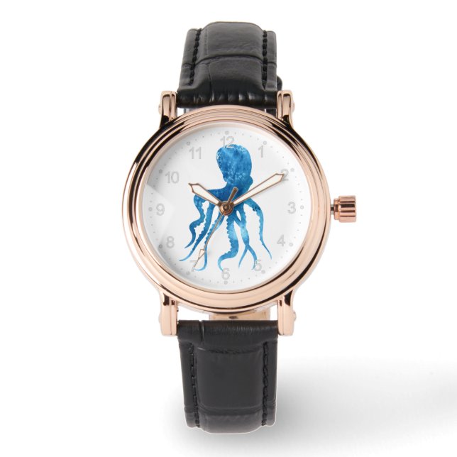 Watercolor octopus silhouette watch (Front)