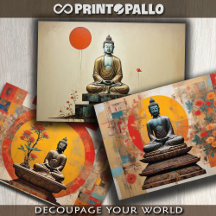 Watercolor of 3 Buddha in meditation