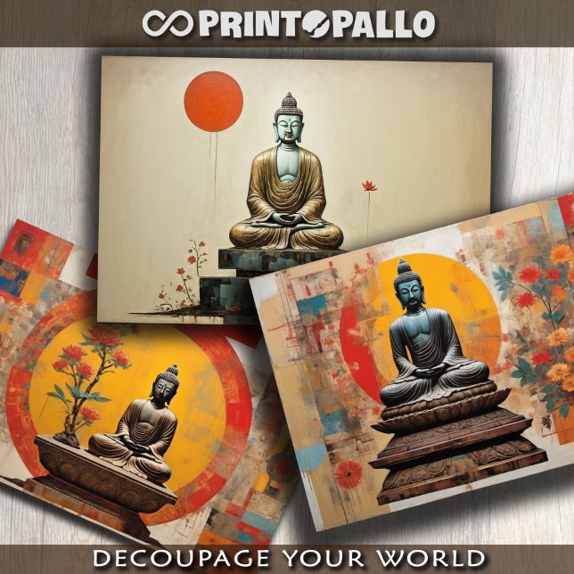 Watercolor of 3 Buddha in meditation Wrapping Paper Sheet (Creator Uploaded)