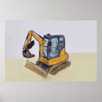 Watercolor of a little backhoe