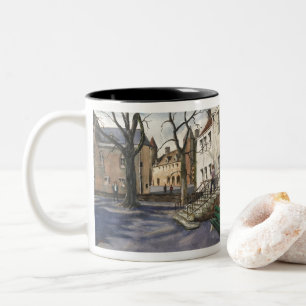 Watercolor of Bruges Belgium on a Sunny Day Two-Tone Coffee Mug