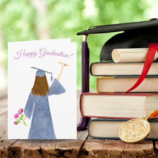 Watercolor Of Graduate With Diploma Card (Creator Uploaded)