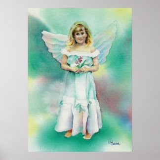 Watercolor of Little Angel Girl Poster