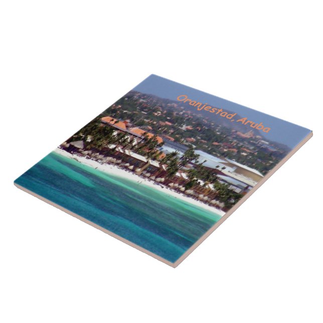 Watercolor of Oranjestad, Aruba Ceramic Tile (Side)