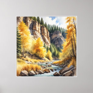 watercolor of the Black Hills’ Spearfish Canyon Canvas Print