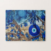 Watercolor of Tree Decorated with Nazars