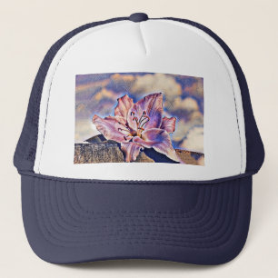 Watercolor of Tropical Purple Flower on a Log Trucker Hat